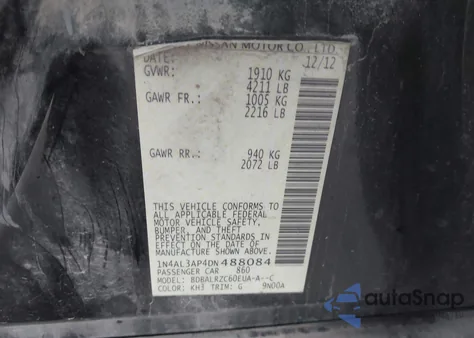 2013 Nissan Altima 2.5 S from USA, damaged, VIN 1N4AL3AP4DN488084